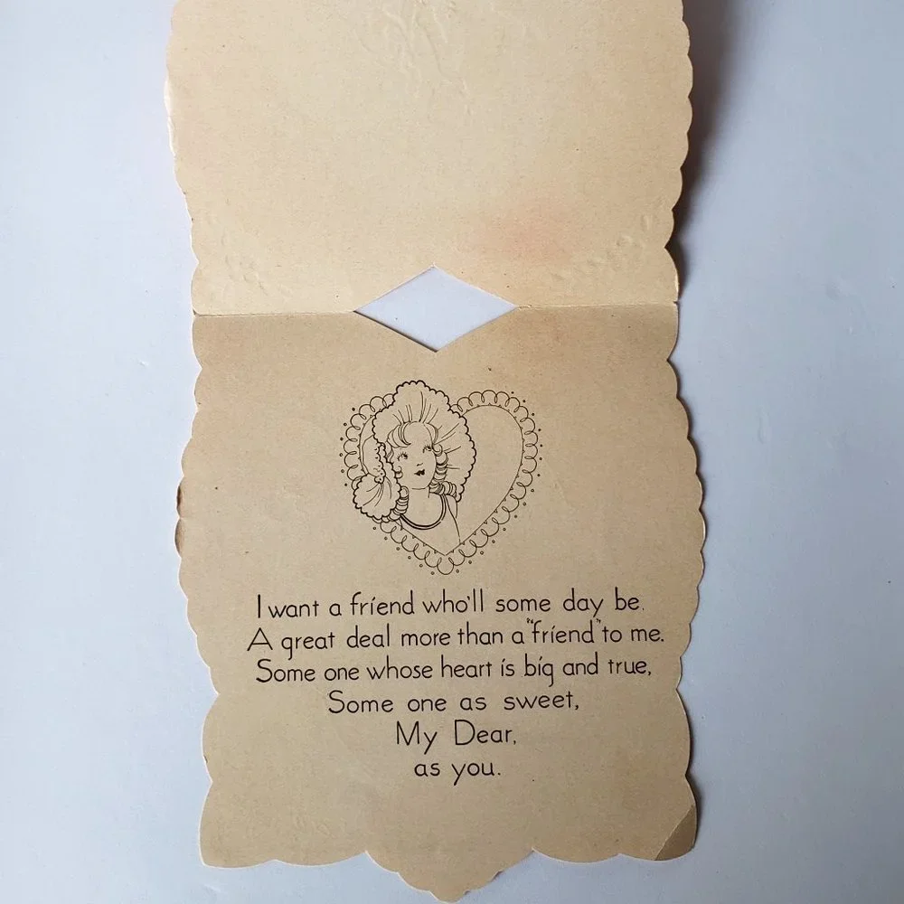 1940's COURTING COUPLE Victorian Paper Top Fold Valentine's Day Love Card